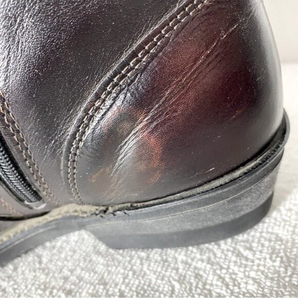 Vintage Burgundy Leather Western Style Round Toe Ankle Boots 7.5 - Picture 12 of 15